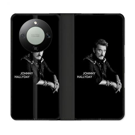 Housse Cuir Portefeuille Pour Honor Magic 8 Lite 5G Musique Johnny Hallyday Noir