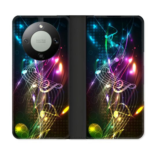 Housse Cuir Portefeuille Pour Honor Magic 8 Lite 5G Musique Partition Multicolore