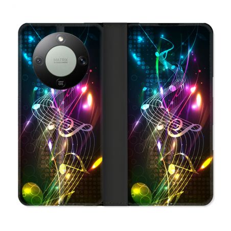 Housse Cuir Portefeuille Pour Honor Magic 8 Lite 5G Musique Partition Multicolore