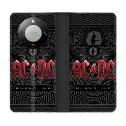 Housse Cuir Portefeuille Pour Honor Magic 8 Lite 5G Musique Rock ACDC Rouge