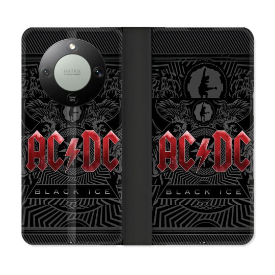 Housse Cuir Portefeuille Pour Honor Magic 8 Lite 5G Musique Rock ACDC Rouge