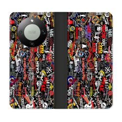 Housse Cuir Portefeuille Pour Honor Magic 8 Lite 5G Musique Rock Groupe