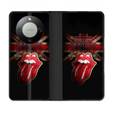 Housse Cuir Portefeuille Pour Honor Magic 8 Lite 5G Musique Rolling Stones