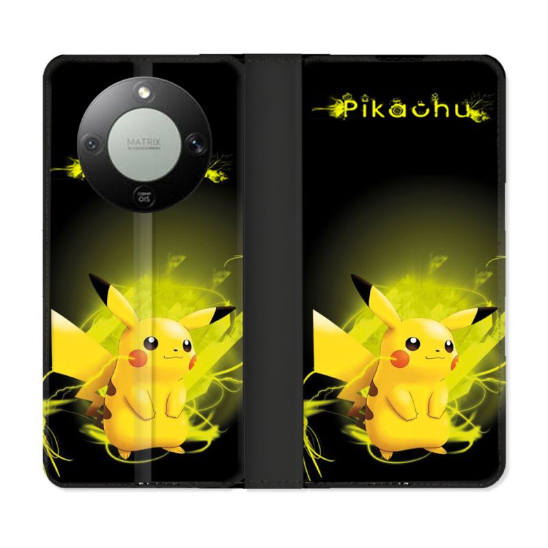 Housse Cuir Portefeuille Pour Honor Magic 8 Lite 5G Pokemon Pikachu Eclair