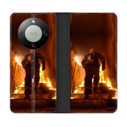 Housse Cuir Portefeuille Pour Honor Magic 8 Lite 5G Pompier Escalier