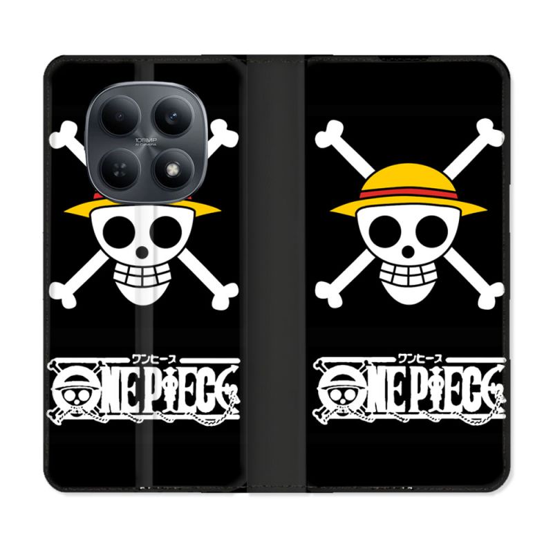 Housse Cuir Portefeuille Pour Xiaomi Redmi Note 15 4G Manga One Piece Tete de Mort