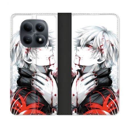 Housse Cuir Portefeuille Pour Xiaomi Redmi Note 15 4G Manga Tokyo Ghoul Kaneki Blanc