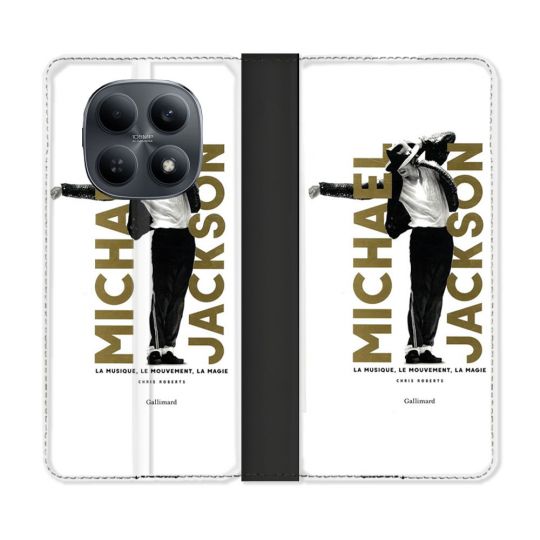 Housse Cuir Portefeuille Pour Xiaomi Redmi Note 15 4G Michael Jackson Blanc