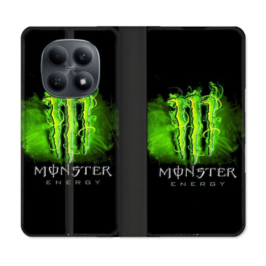Housse Cuir Portefeuille Pour Xiaomi Redmi Note 15 4G Monster Energy Vert
