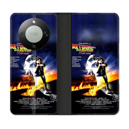 Housse Cuir Portefeuille Pour Honor Magic 8 Lite 5G Retour Vers Le Futur Affiche