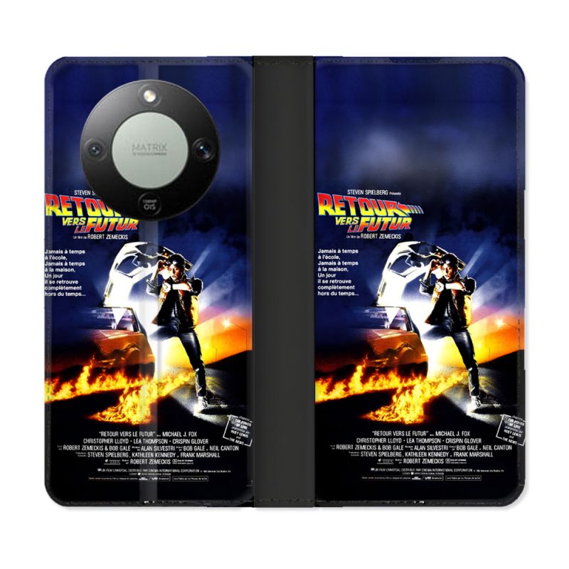 Housse Cuir Portefeuille Pour Honor Magic 8 Lite 5G Retour Vers Le Futur Affiche