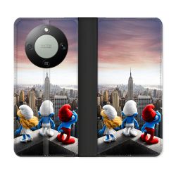 Housse Cuir Portefeuille Pour Honor Magic 8 Lite 5G Schtroumpfs New York