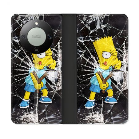 Housse Cuir Portefeuille Pour Honor Magic 8 Lite 5G Simpson Bart