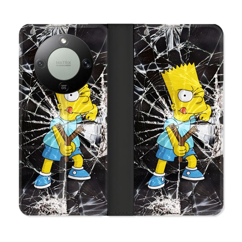 Housse Cuir Portefeuille Pour Honor Magic 8 Lite 5G Simpson Bart