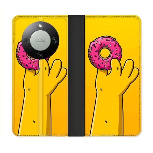 Housse Cuir Portefeuille Pour Honor Magic 8 Lite 5G Simpson Donuts