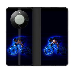 Housse Cuir Portefeuille Pour Honor Magic 8 Lite 5G Sport Cyclisme Bleu