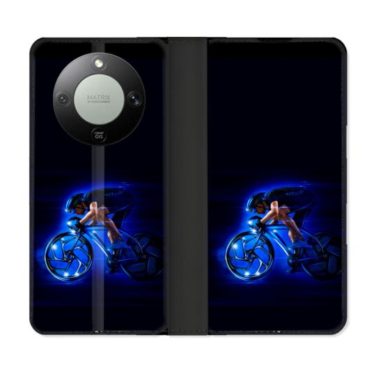 Housse Cuir Portefeuille Pour Honor Magic 8 Lite 5G Sport Cyclisme Bleu