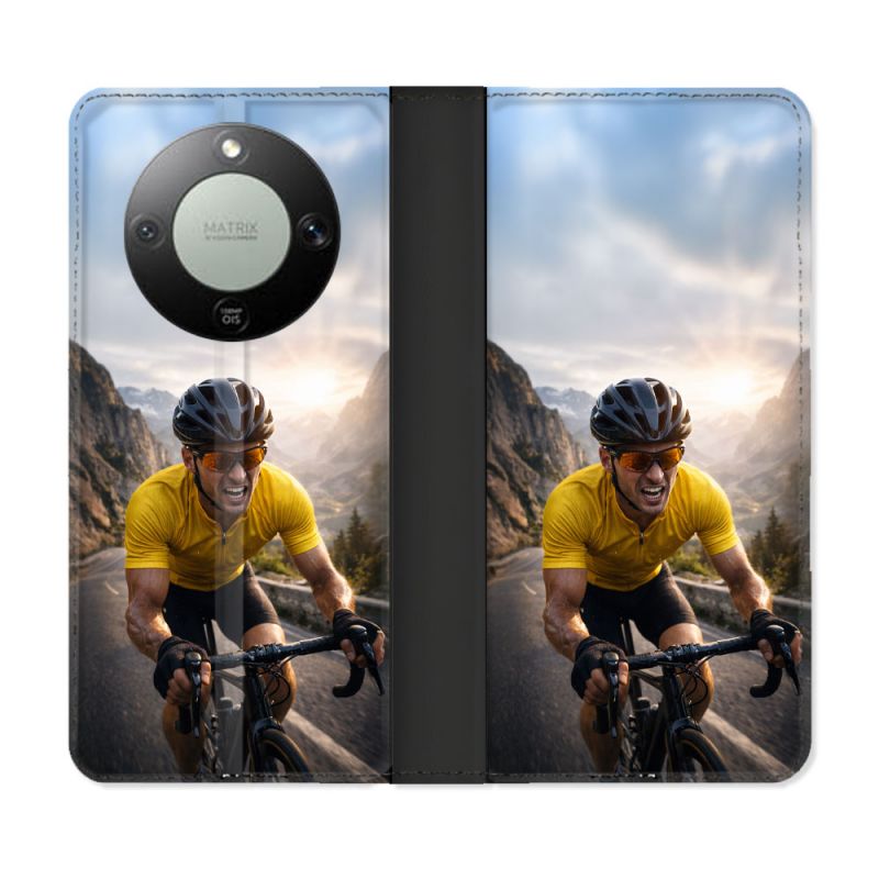 Housse Cuir Portefeuille Pour Honor Magic 8 Lite 5G Sport Cyclisme Maillot Jaune