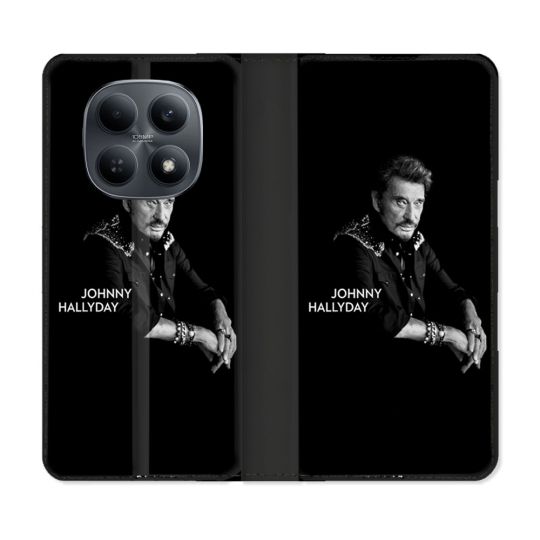 Housse Cuir Portefeuille Pour Xiaomi Redmi Note 15 4G Musique Johnny Hallyday Noir
