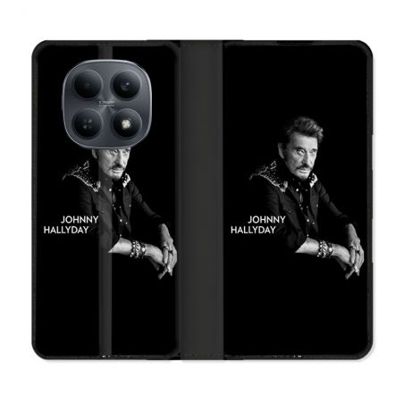Housse Cuir Portefeuille Pour Xiaomi Redmi Note 15 4G Musique Johnny Hallyday Noir