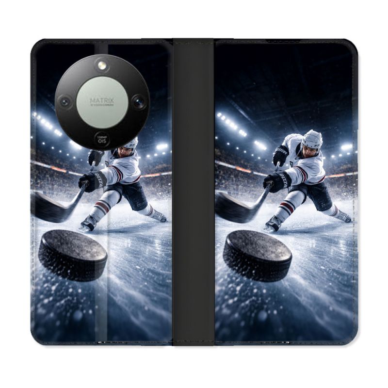 Housse Cuir Portefeuille Pour Honor Magic 8 Lite 5G Sport Hockey sur Glace