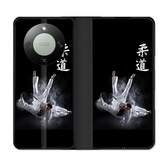 Housse Cuir Portefeuille Pour Honor Magic 8 Lite 5G Sport Judo Noir