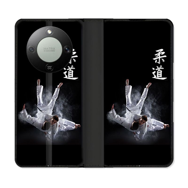 Housse Cuir Portefeuille Pour Honor Magic 8 Lite 5G Sport Judo Noir