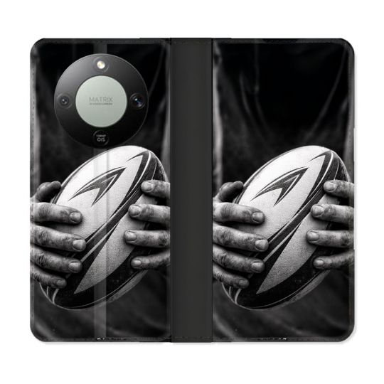 Housse Cuir Portefeuille Pour Honor Magic 8 Lite 5G Sport Rugby Ballon Moderne