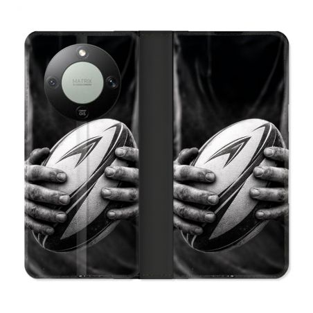 Housse Cuir Portefeuille Pour Honor Magic 8 Lite 5G Sport Rugby Ballon Moderne