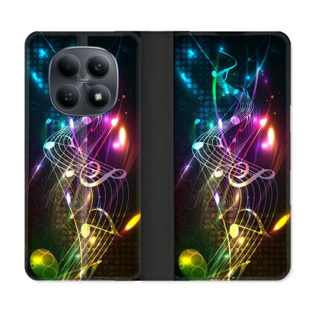 Housse Cuir Portefeuille Pour Xiaomi Redmi Note 15 4G Musique Partition Multicolore