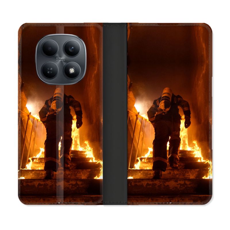 Housse Cuir Portefeuille Pour Xiaomi Redmi Note 15 4G Pompier Escalier