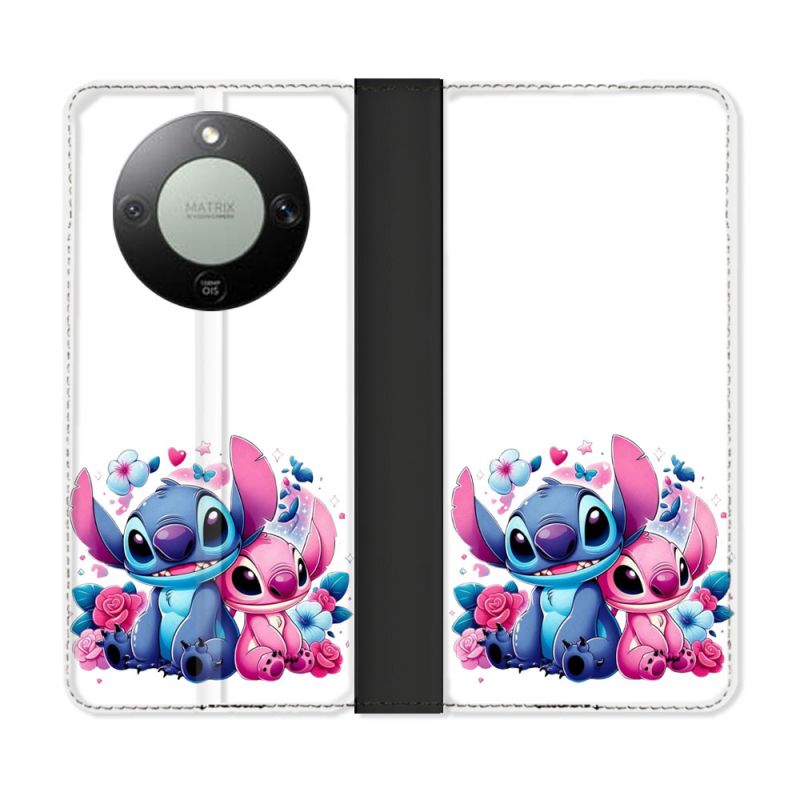 Housse Cuir Portefeuille Pour Honor Magic 8 Lite 5G Stitch Love