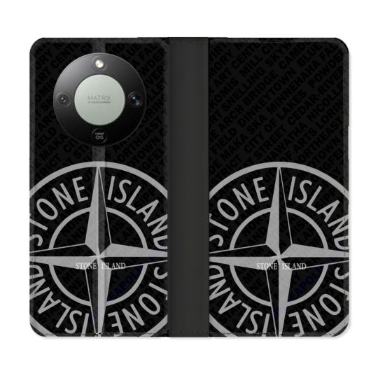 Housse Cuir Portefeuille Pour Honor Magic 8 Lite 5G Stone Island Gris