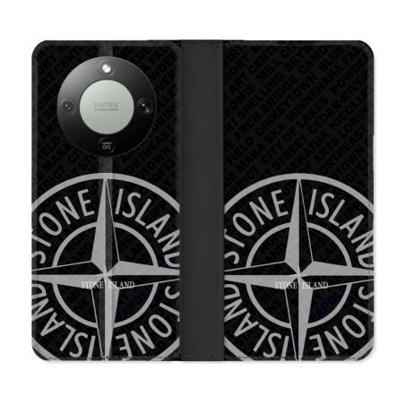 Housse Cuir Portefeuille Pour Honor Magic 8 Lite 5G Stone Island Gris