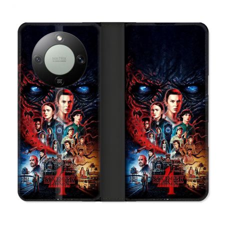 Housse Cuir Portefeuille Pour Honor Magic 8 Lite 5G Stranger Things Affiche 4