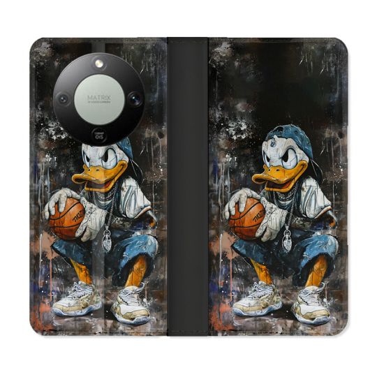 Housse Cuir Portefeuille Pour Honor Magic 8 Lite 5G Street Art Donald Duck