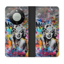Housse Cuir Portefeuille Pour Honor Magic 8 Lite 5G Street Art Maryline Monroe