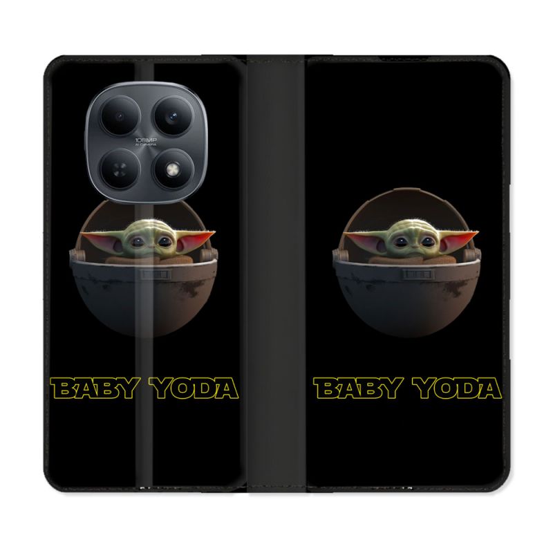 Housse Cuir Portefeuille Pour Xiaomi Redmi Note 15 4G Star Wars - Yoda bebe noir