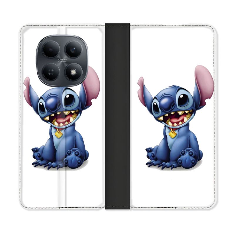 Housse Cuir Portefeuille Pour Xiaomi Redmi Note 15 4G Stitch Blanc