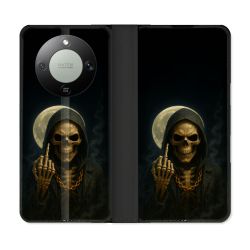 Housse Cuir Portefeuille Pour Honor Magic 8 Lite 5G Tete de Mort Doigt 2026