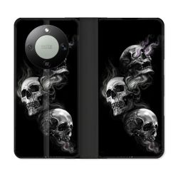 Housse Cuir Portefeuille Pour Honor Magic 8 Lite 5G Tete de Mort Triple