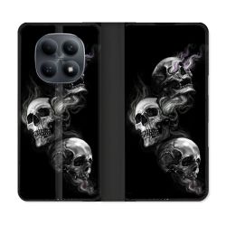 Housse Cuir Portefeuille Pour Xiaomi Redmi Note 15 4G Tete de Mort Triple