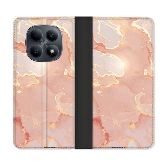 Housse Cuir Portefeuille Pour Xiaomi Redmi Note 15 4G Texture Marbre Rose