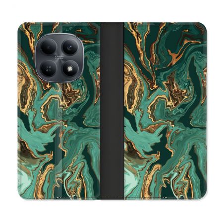 Housse Cuir Portefeuille Pour Xiaomi Redmi Note 15 4G Texture Marbre Vert
