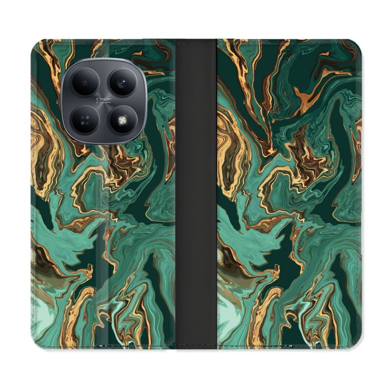 Housse Cuir Portefeuille Pour Xiaomi Redmi Note 15 4G Texture Marbre Vert