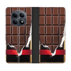 Housse Cuir Portefeuille Pour Xiaomi Redmi Note 15 4G Texture Trompe Oeil Chocolat