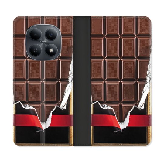 Housse Cuir Portefeuille Pour Xiaomi Redmi Note 15 4G Texture Trompe Oeil Chocolat