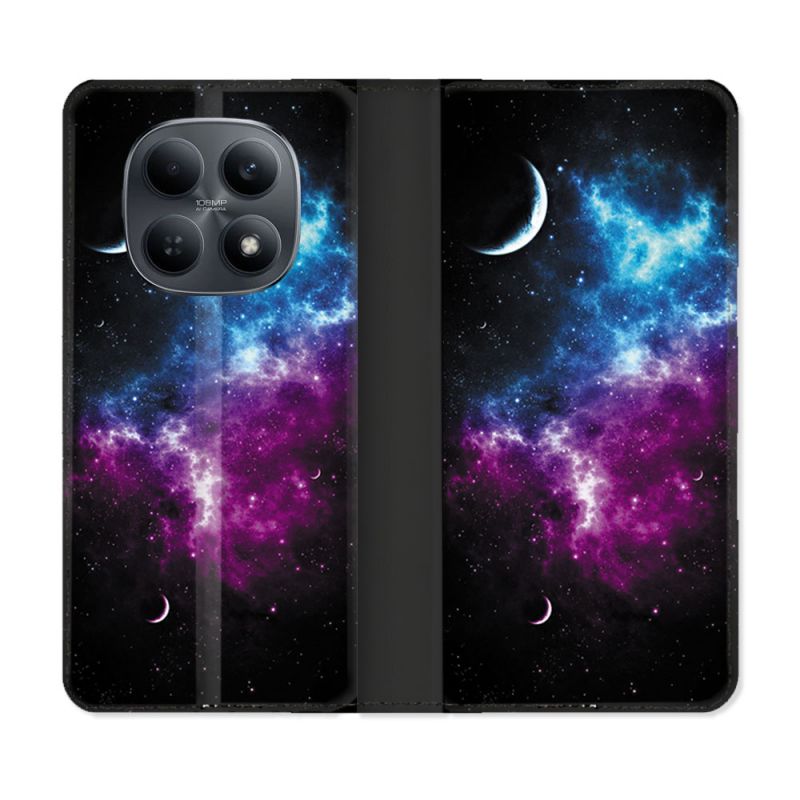 Housse Cuir Portefeuille Pour Xiaomi Redmi Note 15 4G Univers Bleu Violet
