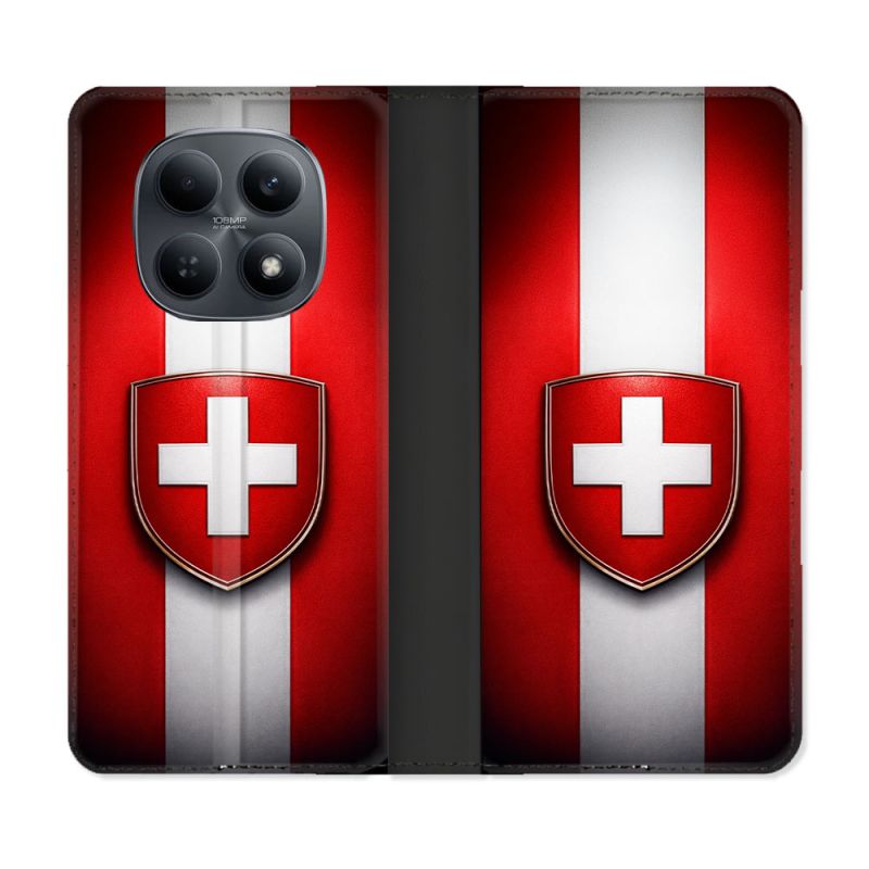 Housse Cuir Portefeuille Pour Xiaomi Redmi Note 15 4G Voyage Drapeau Suisse