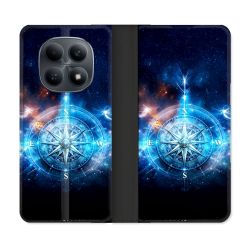 Housse Cuir Portefeuille Pour Xiaomi Redmi Note 15 4G Voyage Rose des Vents Stellaire